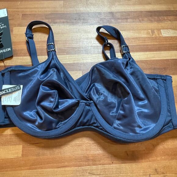 Miraclesuit Solid Surplice Bra Top Midnight navy blue 34DDD retail $86 - Picture 4 of 8